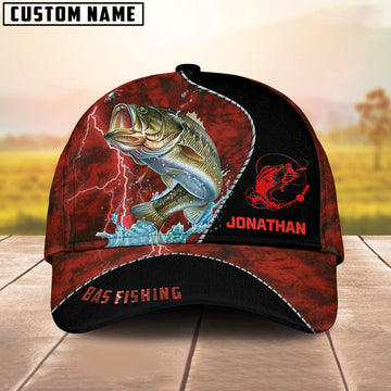 BlueJose  Personalized Bass Fishing Red Cap