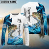 BlueJose Customize Name Bass Fishing Water & White 3D Shirts