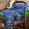 BlueJose Billiards 8 Ball Graffiti Street Art Face Your Fear Style Personalized Name, Team Name Unisex Shirt (4 Colors)
