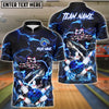 BlueJose Bowling And Pins Thunder American Flag Shark Customized Name, Team Name 3D Shirt (4 Colors)
