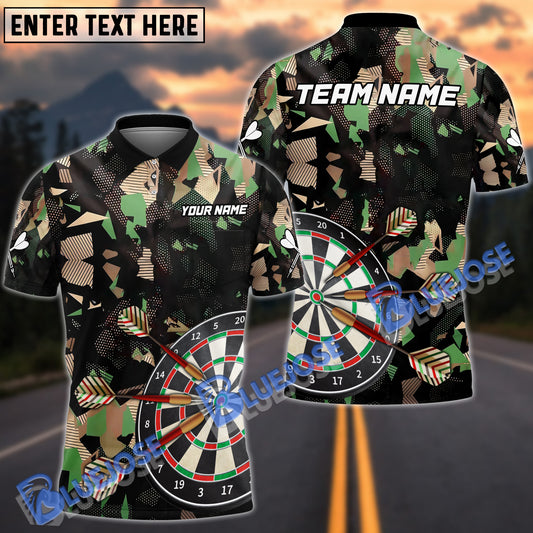 BlueJose Darts Fire Jungle Camo Personalized Name, Team Name Shirt