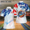 BlueJose Bowling And Pins American Flag Flame Personalized Name 3D Shirts