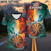 BlueJose Darts Fire & Ice Dual Wolves Dartboard Fantasy Multicolor Options Personalized Name Shirt (4 Colors)