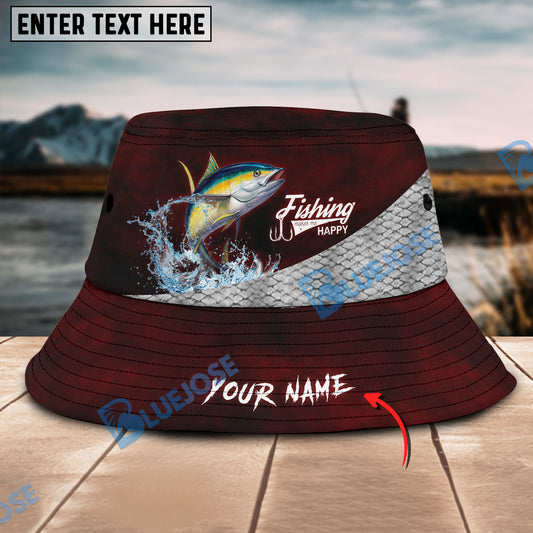 BlueJose Custom Name Tuna Fishing Red Bucket Fishing Hat