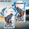 Bluejose Trout Fishing Blue Camo White Pattern Sport Custom Name & Team Name 3D Shirts