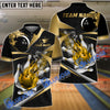 BlueJose Bowling And Pins Flame On The Floor Customized Name 3D Shirt (4 Colors)