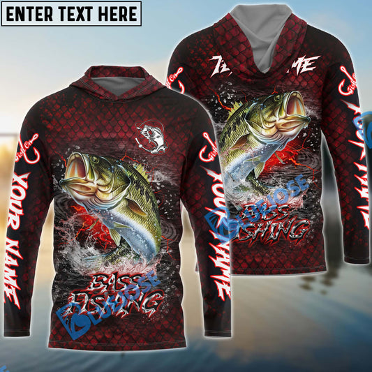 Bluejose Bass Fishing Red Dragon Scale Lightning Custom Name & Team Name 3D Shirts