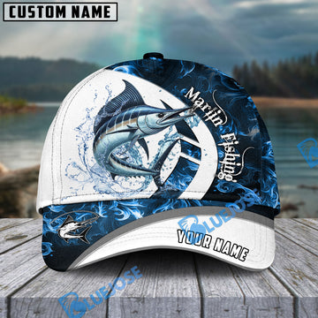 BlueJose Marlin Fishing Blue Flame Sport Custom Name Cap