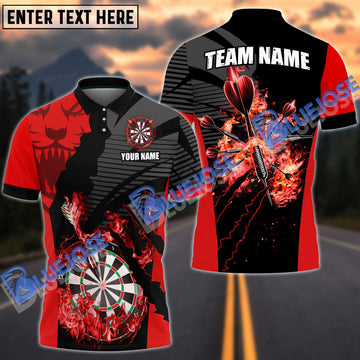 BlueJose Darts Fire Tiger Pattern Personalized Name, Team Name 3D Shirt (4 Colors)