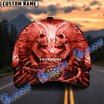 BlueJose Red Skull Darts Personalized Name Cap