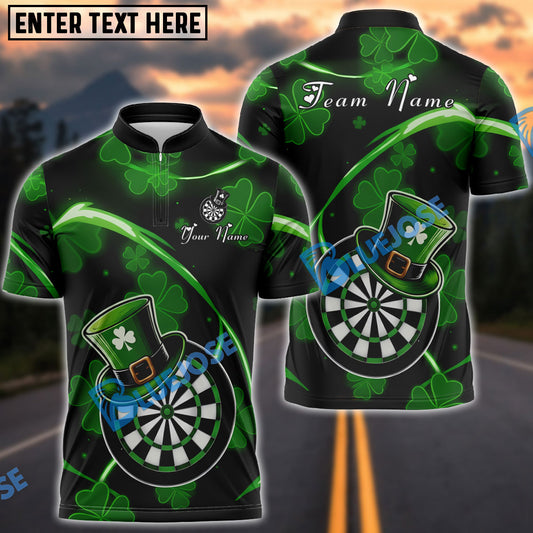 BlueJose Darts Irish Clover Lucky Hat Dartboard Personalized Name Shirt