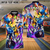 BlueJose Bowling Ball & Pins Strike Explosion Graffiti Style Customized Name, Team Name 3D Shirt (4 Colors)