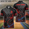 BlueJose Bowling And Pins Black Flaming Multicolor Customized Name 3D Shirt (4 Colors)