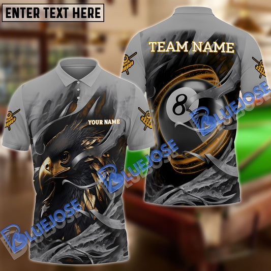 BlueJose Billiards Eagle Pool 8 Personalized Name, Team Name Unisex Shirt (4 Colors)