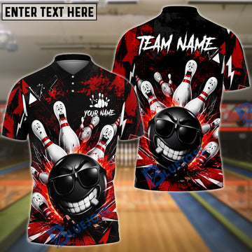 BlueJose Bowling And Pins Cool Gangster Strike Customized Name, Team Name 3D Shirt (6 Colors)