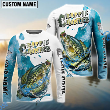 Bluejose Crappie Hunter Fishing Graphic Splash Effect Custom Name & Team Name 3D Shirts