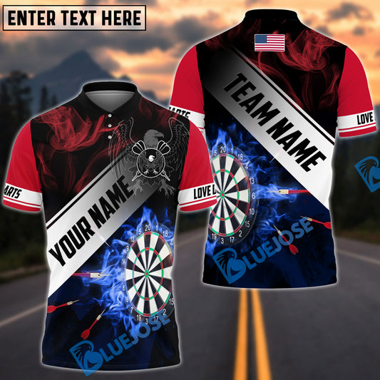 BlueJose Darts United States Flag Personalized Name, Team Name Shirt