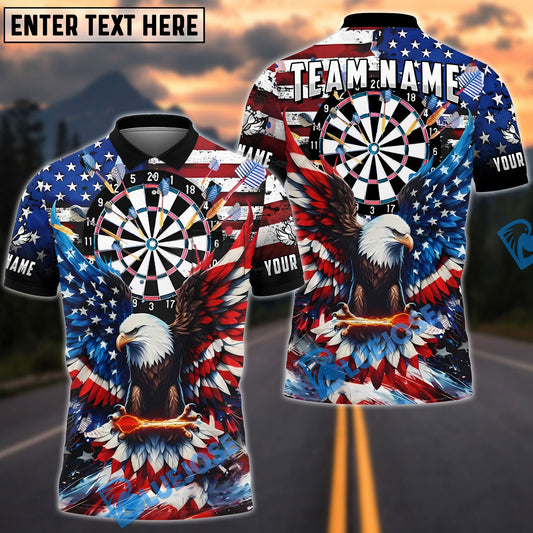 BlueJose Darts Eagle Dartboard American Flag Design Personalized Name Shirt