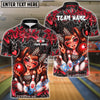 BlueJose Bowling And Pins Cute Leopard Girl Strike Graffiti Style Customized Name, Team Name 3D Shirt (6 Colors)