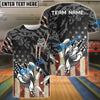 BlueJose Bowling And Pins American Eagle Claws Customized Name 3D Shirt (4 Colors)