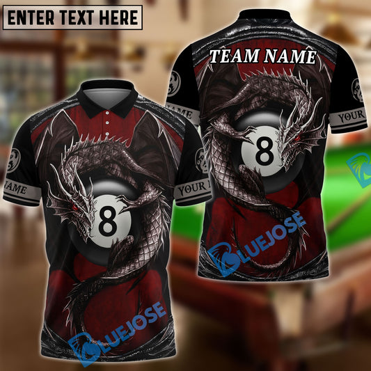 BlueJose Billiards Ball 8 Dragon Owner Personalized Name & Team Name Shirt (4 Colors)