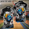 BlueJose Bowling & Pins Beer Party Funny Cartoon Customized Name, Team Name 3D Shirt (6 Colors)