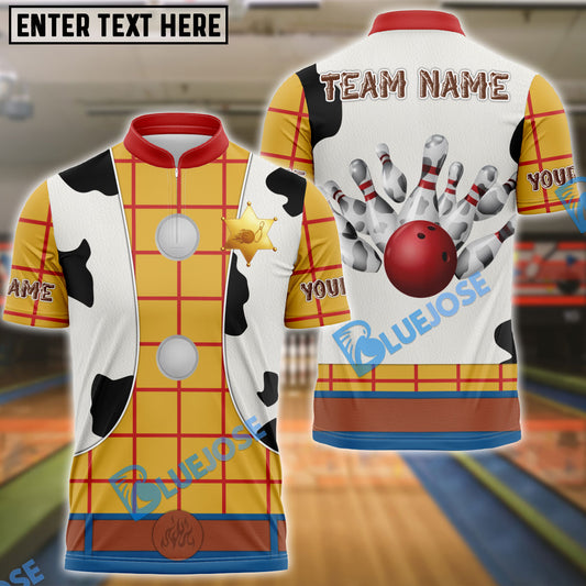 BlueJose Bowling Cowboy Sheriff Woody Personalized Name, Team Name 3D Shirt
