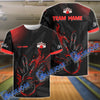 BlueJose Bowling And Pins Black Flame Customized Name 3D Shirt (4 Colors)