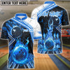 BlueJose Bowling And Pins Fire & Smoke Design Customized Name 3D Shirt (4 Colors)