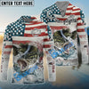 Bluejose Bass Fishing American Flag Splash Design Custom Name & Team Name 3D Shirts