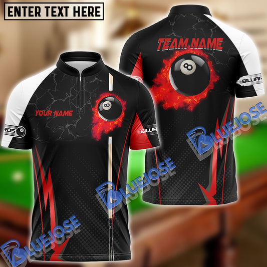 BlueJose Billiards Ball 8 Fire Cue Personalized Name, Team Name Unisex Shirt ( 4 Colors )