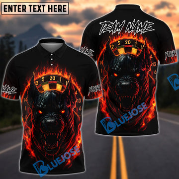 BlueJose Darts Hellhound Flaming Customized Name, Team Name 3D Shirt (4 Colors)