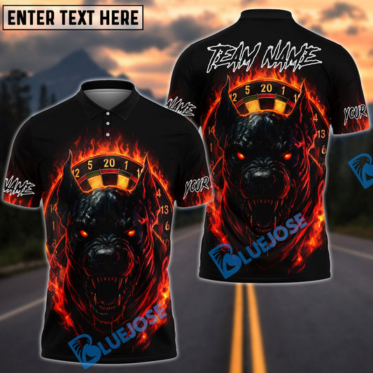 BlueJose Darts Hellhound Flaming Customized Name, Team Name 3D Shirt (4 Colors)