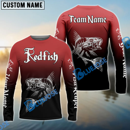 BlueJose Redfish Puppy Drum Fishing Custom Name 3D Shirts