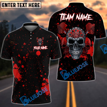 BlueJose Darts Paint Skull Personalized Name, Team Name Shirt (4 Colors)