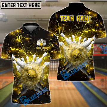 BlueJose Bowling And Pins Break Lightning Customized Name 3D Shirt (8 Colors)