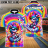 BlueJose Bowling Middle Finger Angry Unicorn Rainbow Fantasy Cartoon Customized Name, Team Name 3D Shirt