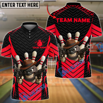BlueJose Bowling And Pins Cowboy Gangster Customized Name, Team Name 3D Shirt (4 Colors)
