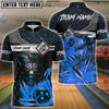 BlueJose Bowling Ball & Pins Fire Dragon Customized Name, Team Name 3D Shirt (4 Colors)