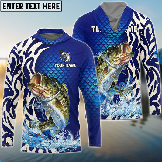 Bluejose Bass Fishing Scale Pattern Tribal Style Custom Name & Team Name 3D Shirts