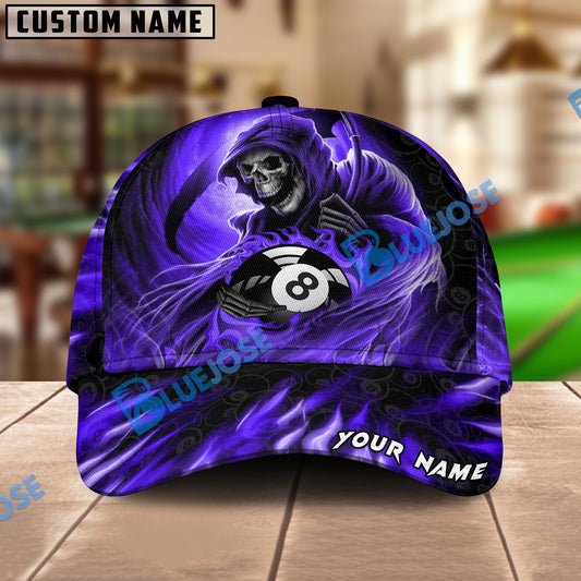 BlueJose Billiards Reaper Art Personalized Name Cap