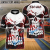 BlueJoses Bowling And Pins Haunted Skull Multicolor Customized Name 3D Shirt ( 4 Colors )