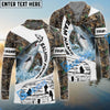 Bluejose Salmon Fishing Camo Forest Scene Custom Name & Team Name 3D Shirts