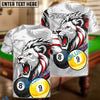BlueJose Billiards Ball 8&9 Lion Accent Roaring Power Design Personalized Name Shirt (4 Colors)