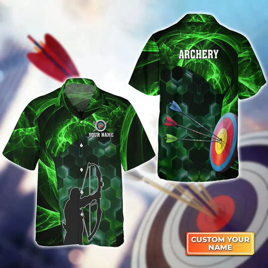 BlueJose Archer And Target Board Green 3D Hawaiian Shirt