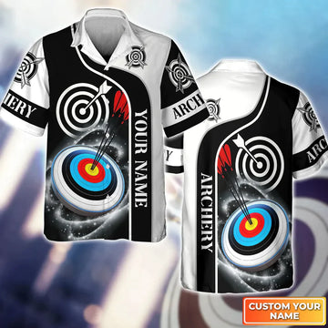 BlueJose Archery Targets Black White Personalized Name 3D Hawaiian Shirt Gift For Archer