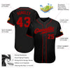 BlueJose Custom Black Red Authentic Baseball Jersey