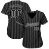 BlueJose Custom Black White Pinstripe Black-White Authentic Baseball Jersey