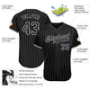 BlueJose Custom Black White Pinstripe Black-White Authentic Baseball Jersey