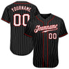 BlueJose Custom Black White Pinstripe White-Red Authentic Baseball Jersey